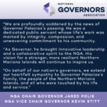 Statement from NGA Chair Governor Jared Polis and Vice Chair Governor Kevin Stitt on the Passing of Northern Mariana Islands Governor Arnold I. Palacios