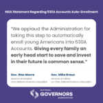 NGA statement regarding 530A Accounts Auto-Enrollment